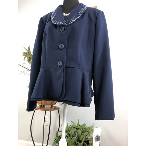 Giovanna Signature Woman Jacket Size 16 Embellished 3 Bottom Church Office Siren - Picture 3 of 11